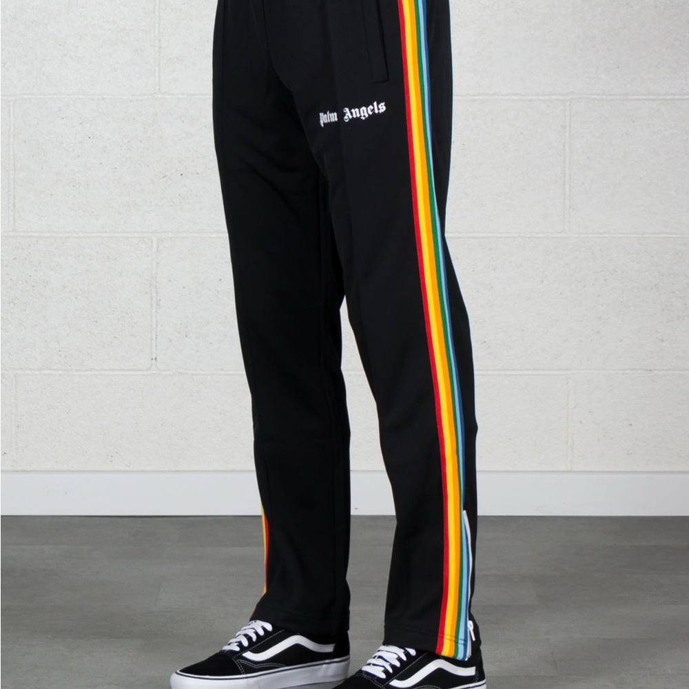 Palm Angels Black Joggers with Multicolor Stripe